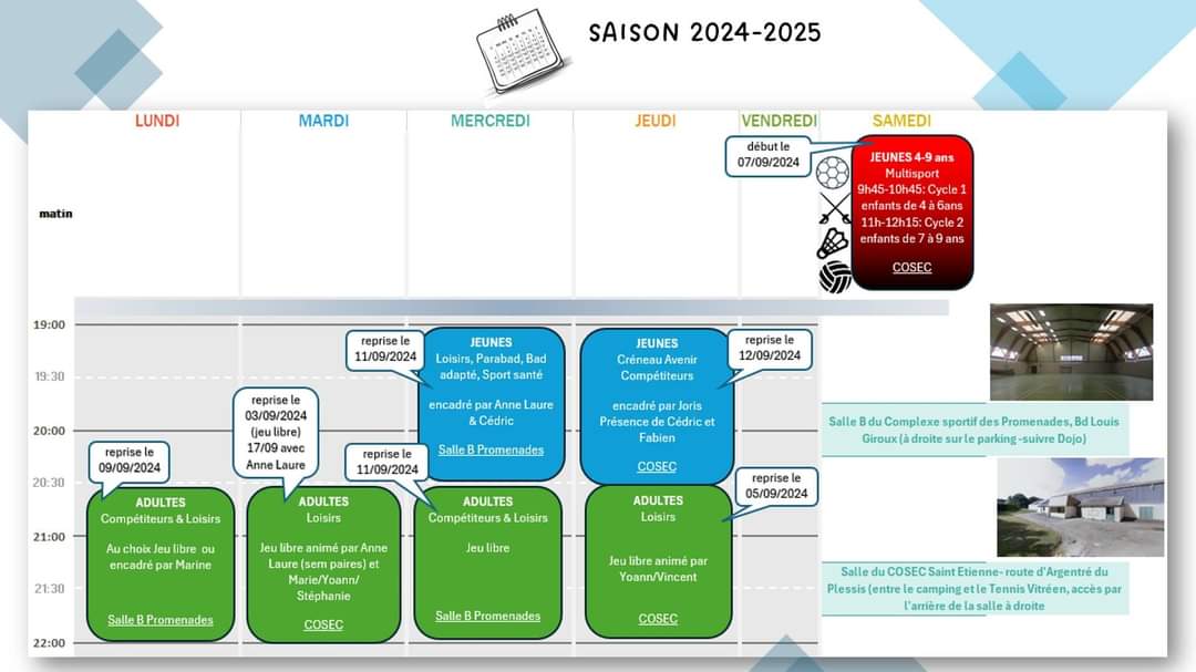 Calendrier 2024-25